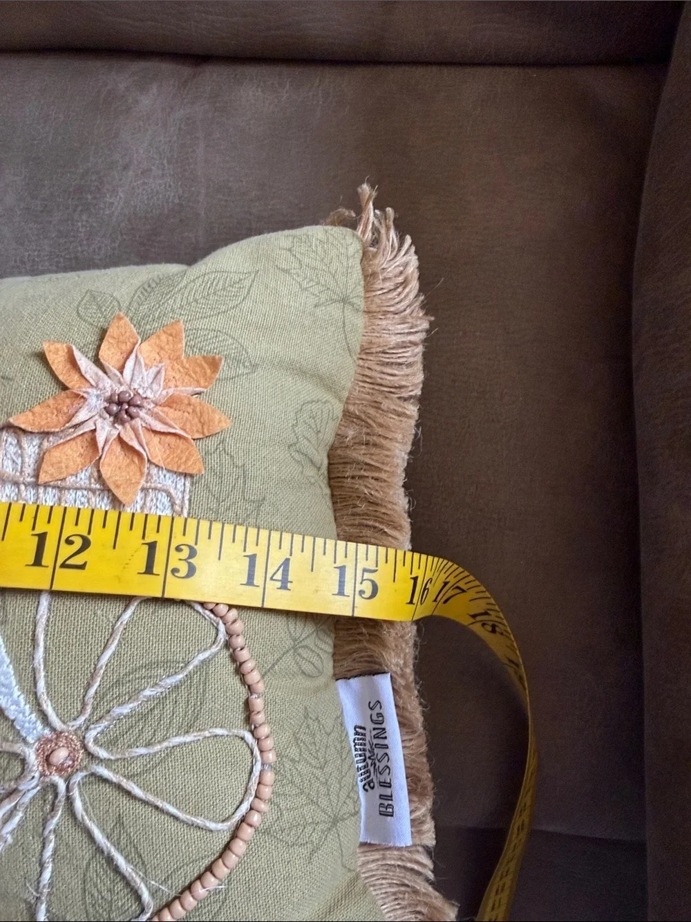 Harvest Bicycle Embroidered Accent Pillow - Green